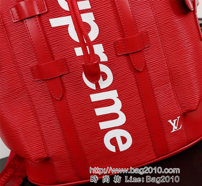 LV路易威登 最新爆款 絲印水波紋背包 紅色雙肩包 41379  Bhq1135